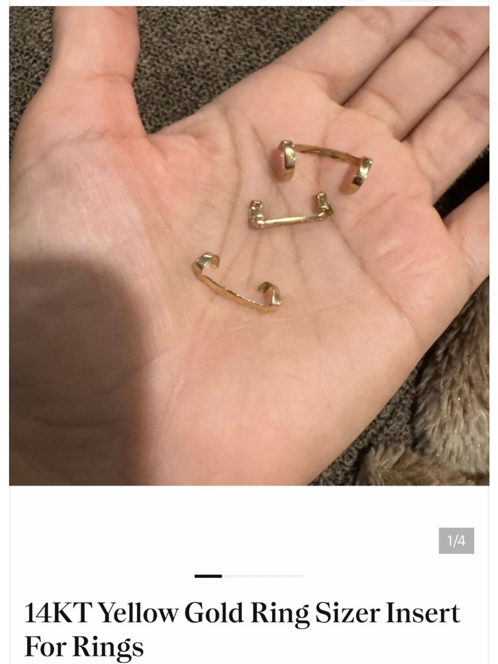 14K Yellow Gold Ring Sizer Inserts - Set of 3